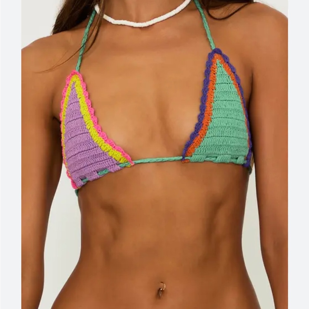 Beach Riot Multicolor Crochet Bikini Top